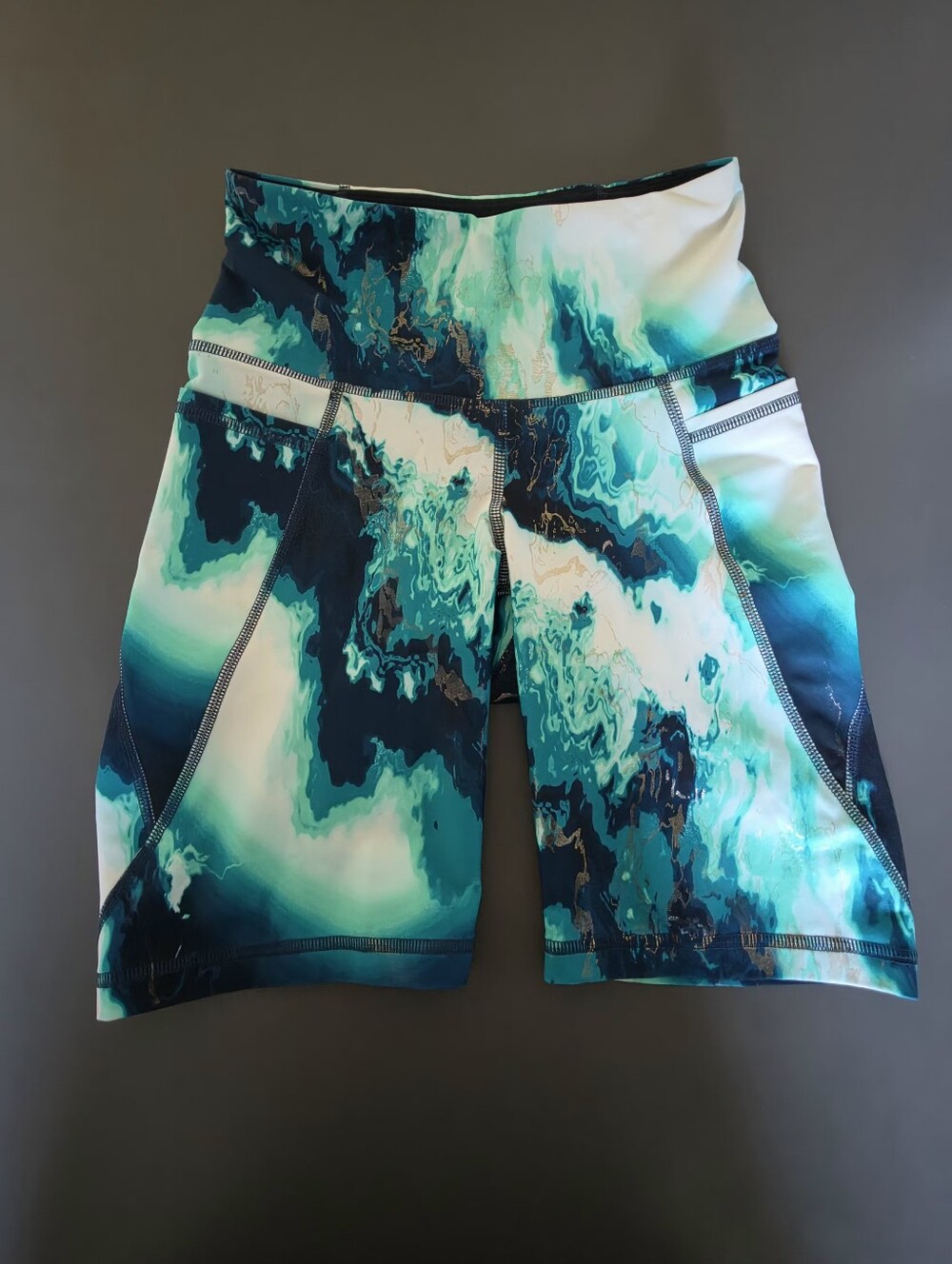 Old Navy Active High Rise Powersoft Bike Shorts Teal Marble Size XS